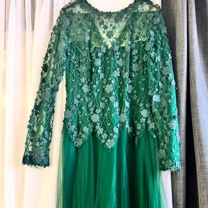 TADASHI hunter green evening gown